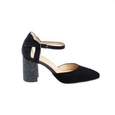 Pantofi Eleganti Dama din piele Naturala,crystal,negri